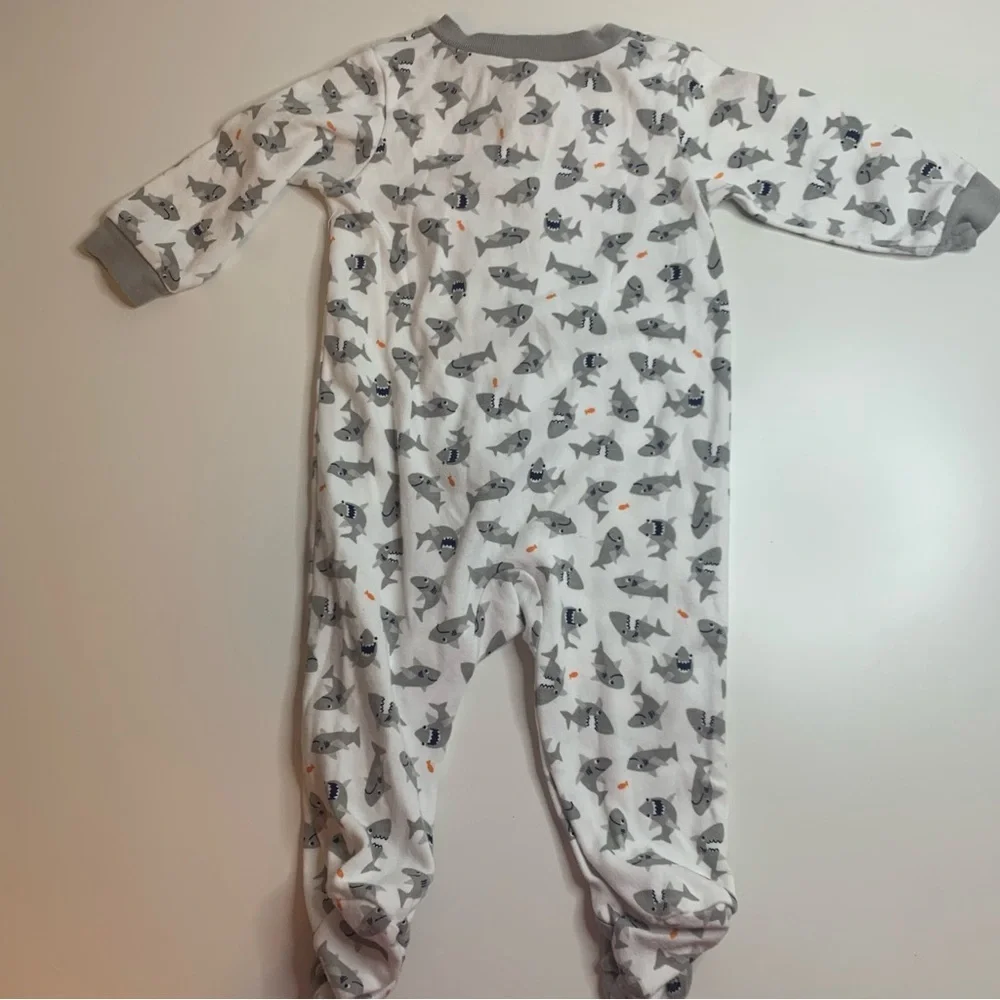 Carter's White and Gray Shark Print Footie